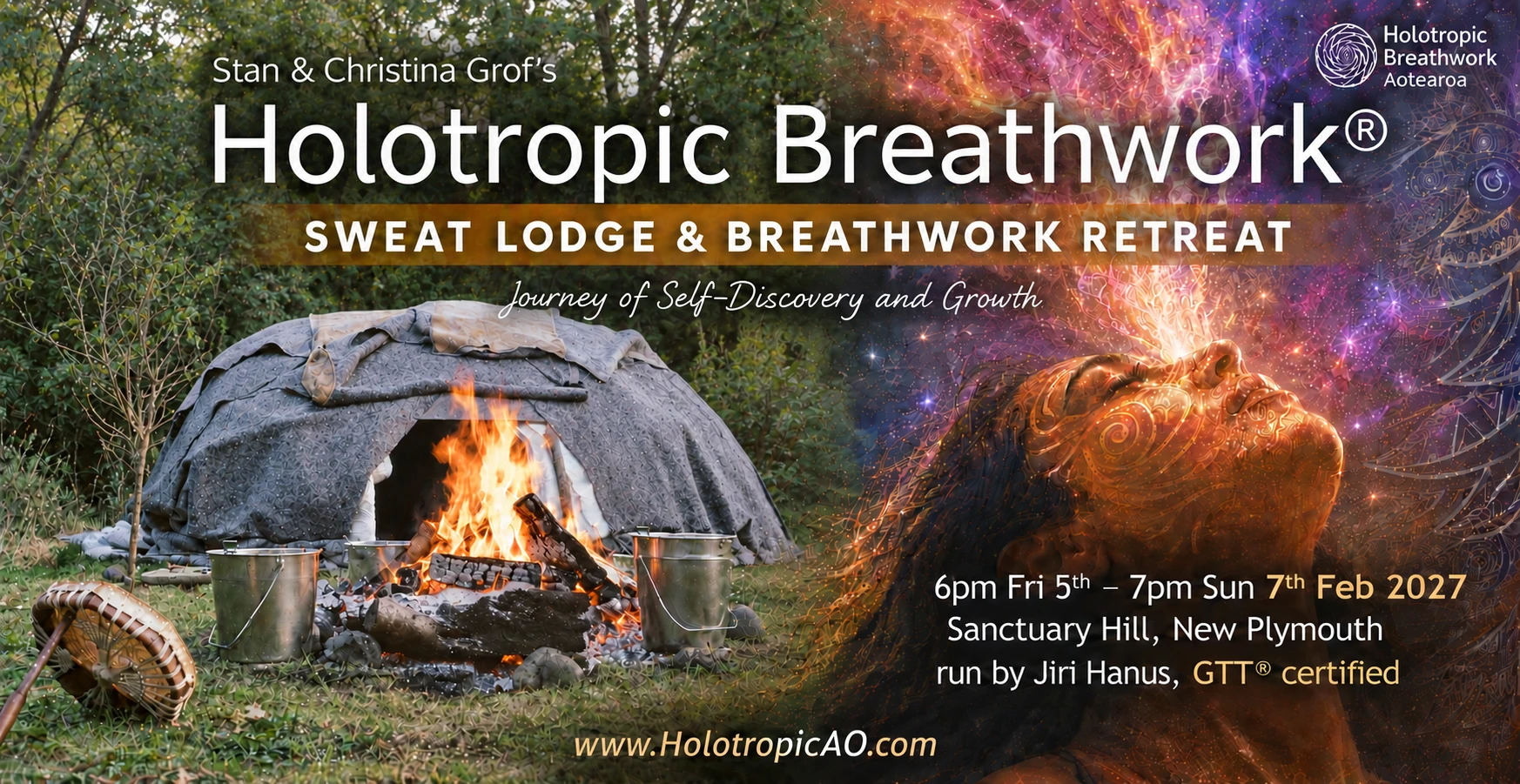 Sweat Lodge and Holotropic Breathwork retreat, Sanctuary Hill, 5–7 February 2027